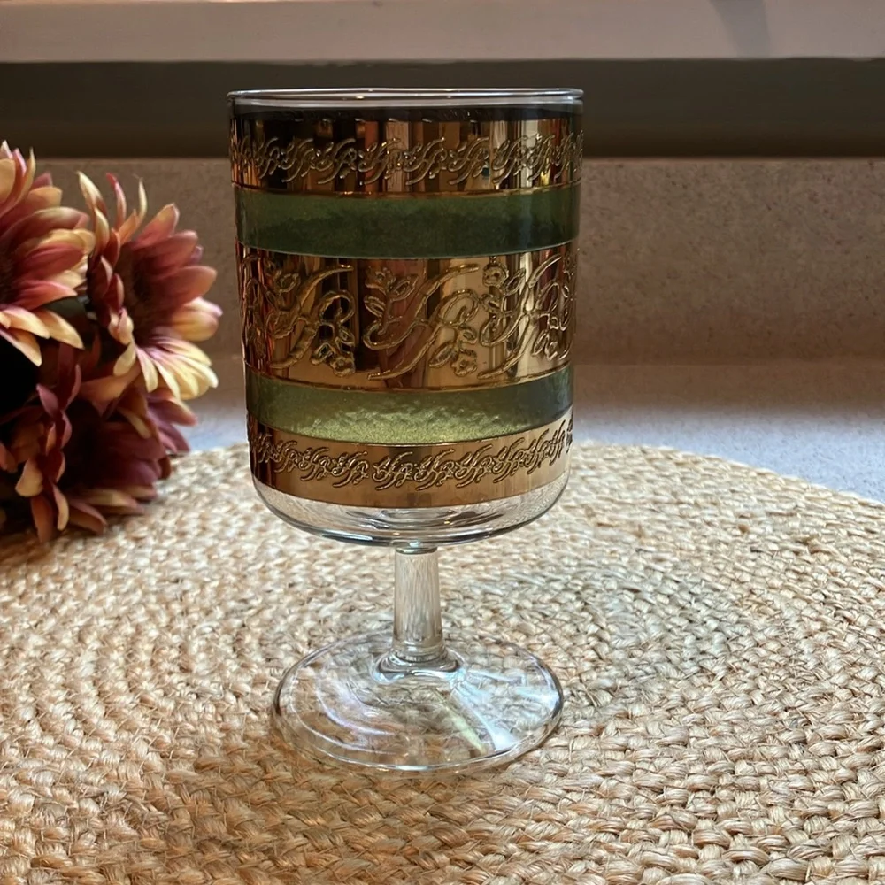 Vintage Culver Starlyte Green Wine/Water Glass Goblet